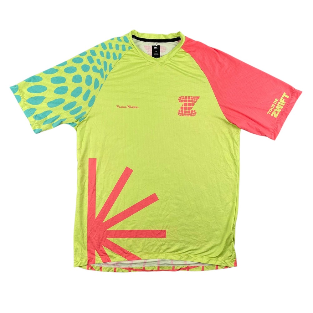Pedal Mafia Jersey‎ Mens M Green Pink Tour de Zwift 2023 Graphic Cycling Shirt